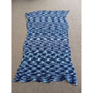 Hand Made Crochet Knit Afghan Throw Lap Blanket 80"x44" Blue